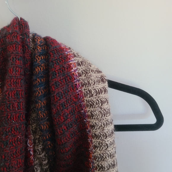 Burgandy and Grey Knit Infinity Scarf - Picture 2 of 3